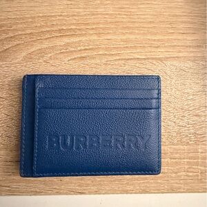 Burberry Blue Embossed Leather Card Holder